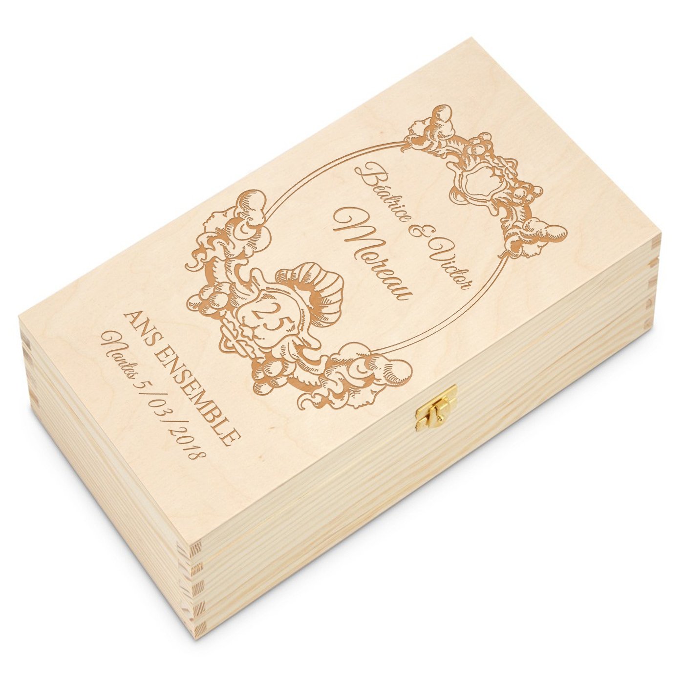 Caja de vino personalizada Murrano para 2 botellas - Regalo de aniversario de bodas de plata