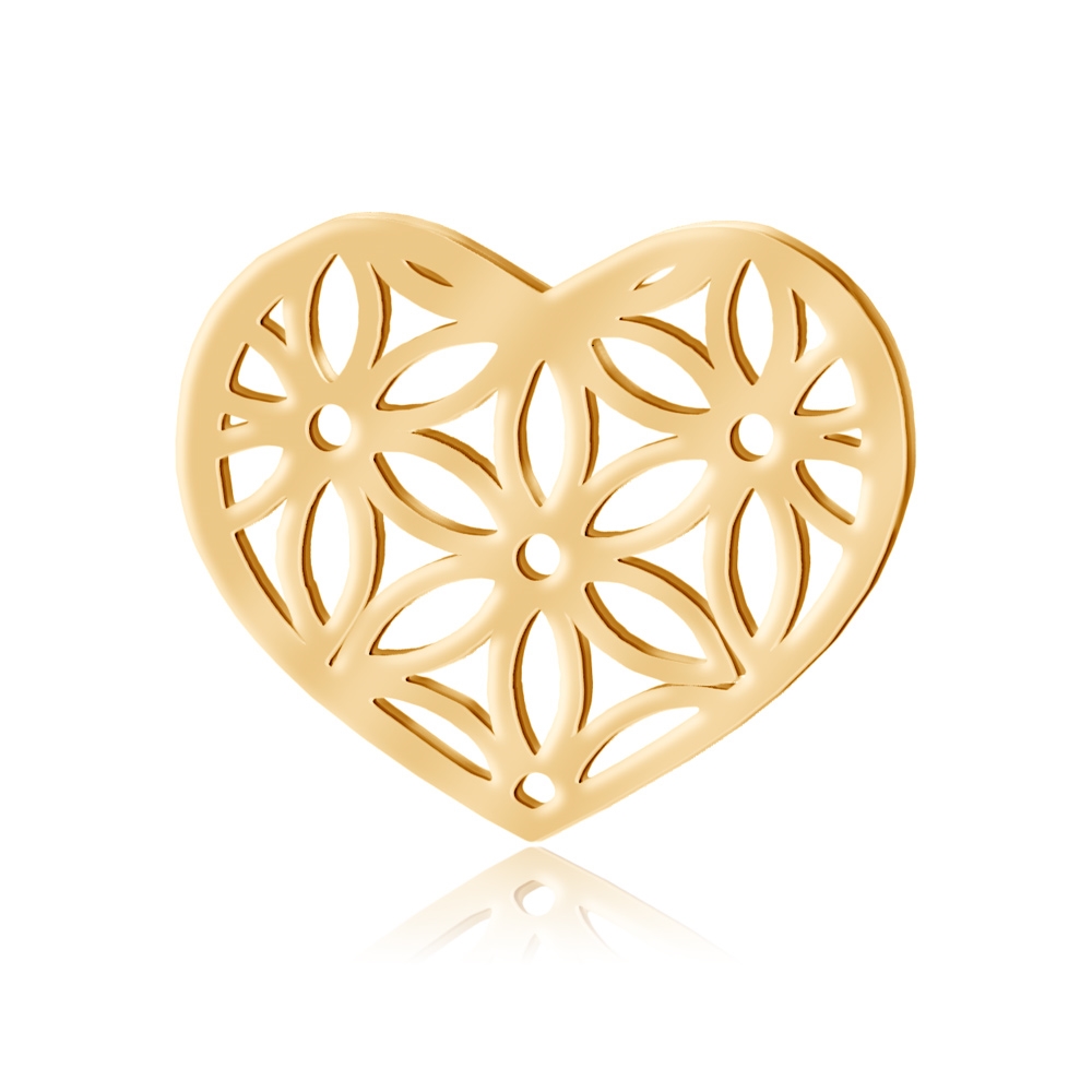 Aretes de oro de 8 quilates en forma de corazón con diseño floral