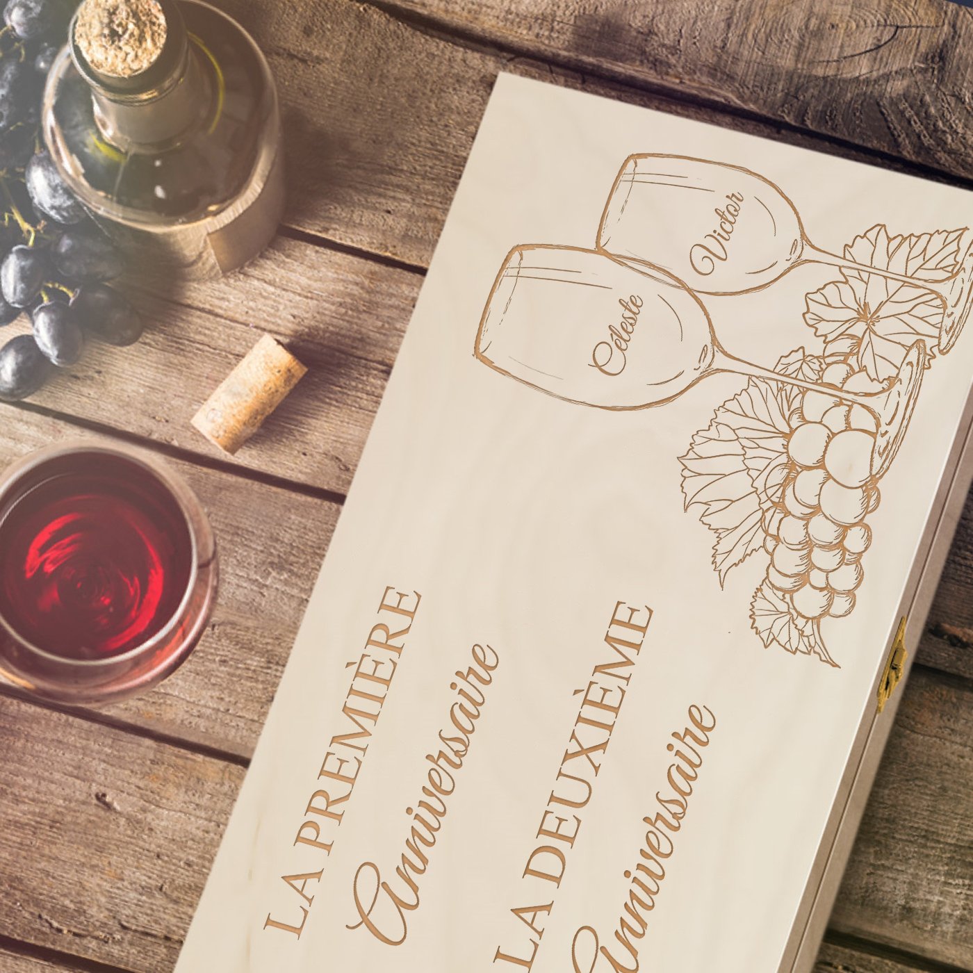Murrano Custom Wine Box for 2 Bottles - Him and Her for Wedding Anniversary