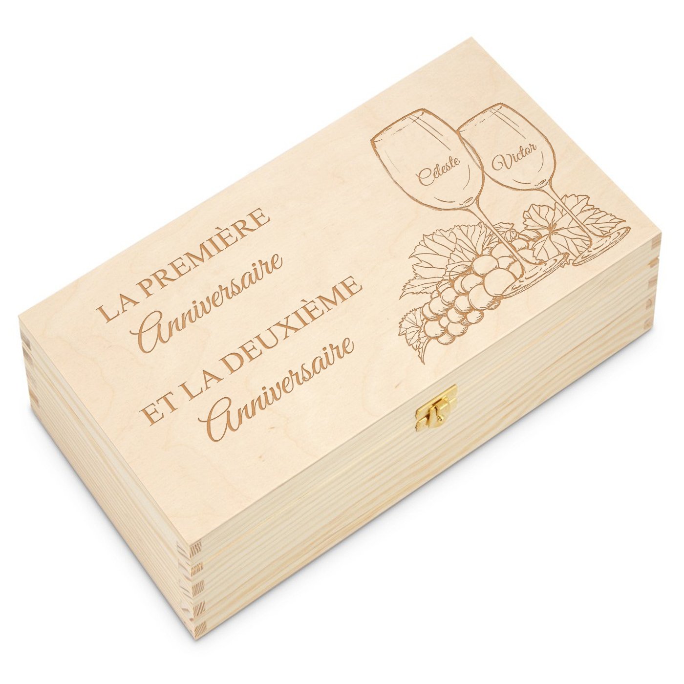 Caja de vino personalizada Murrano para 2 botellas - Él y Ella para el aniversario de boda