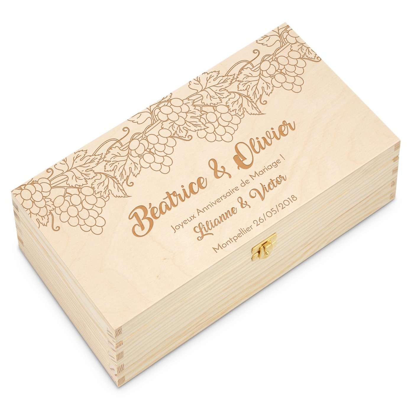 Caja de vino personalizada Murrano para 2 botellas - Regalo de aniversario para padres