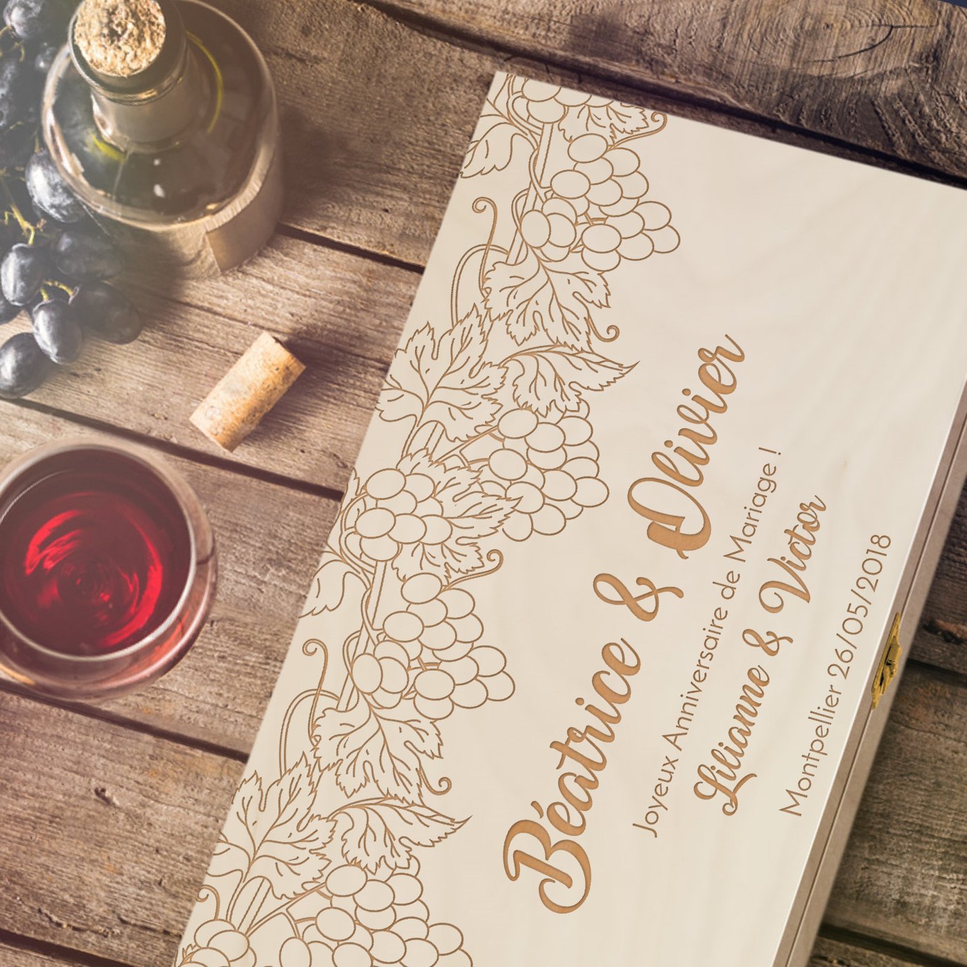 Murrano Customized Wine Box for 2 Bottles - Parents' Anniversary Gift
