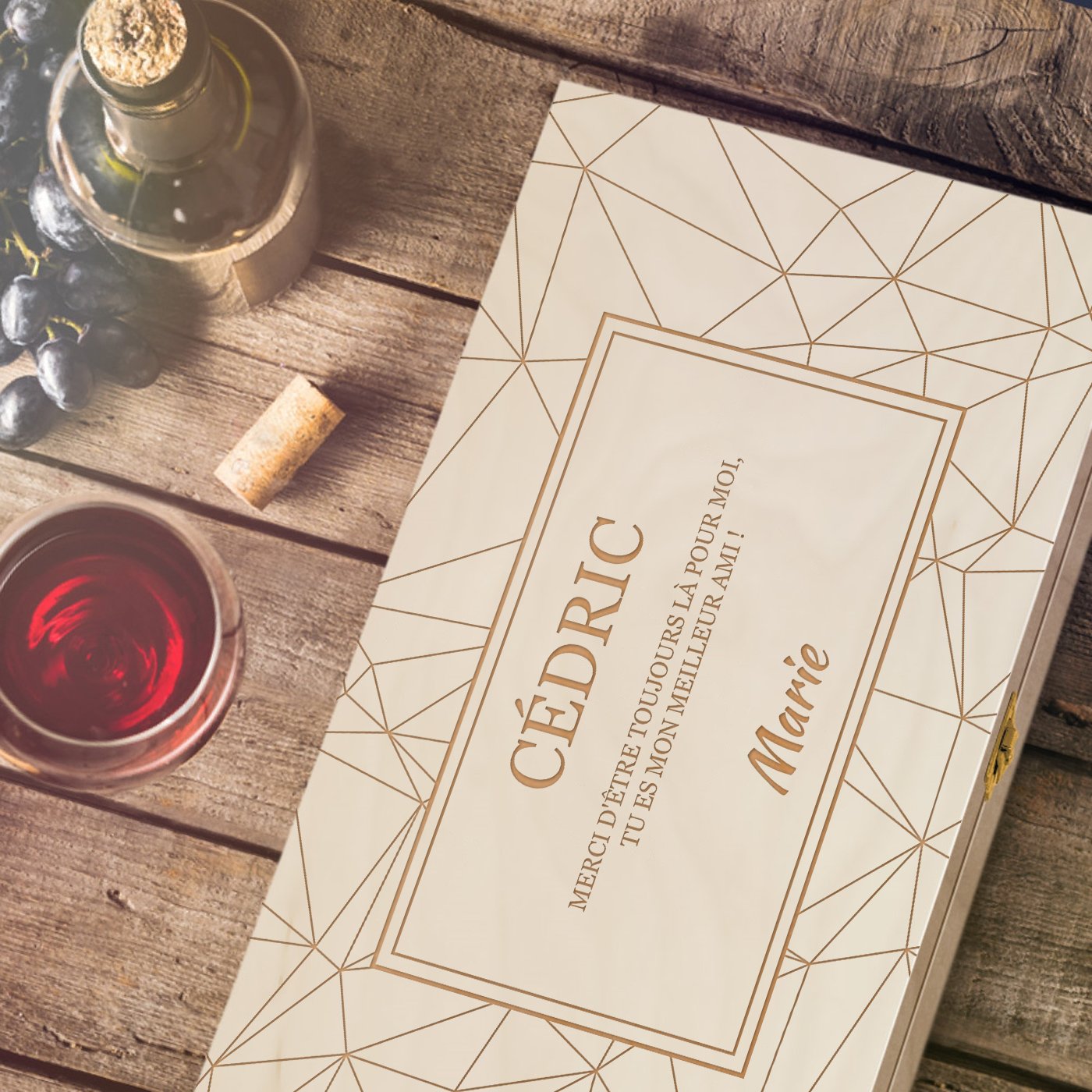Murrano Personalized Wood Wine Box for 2 Bottles - Anniversary Gift