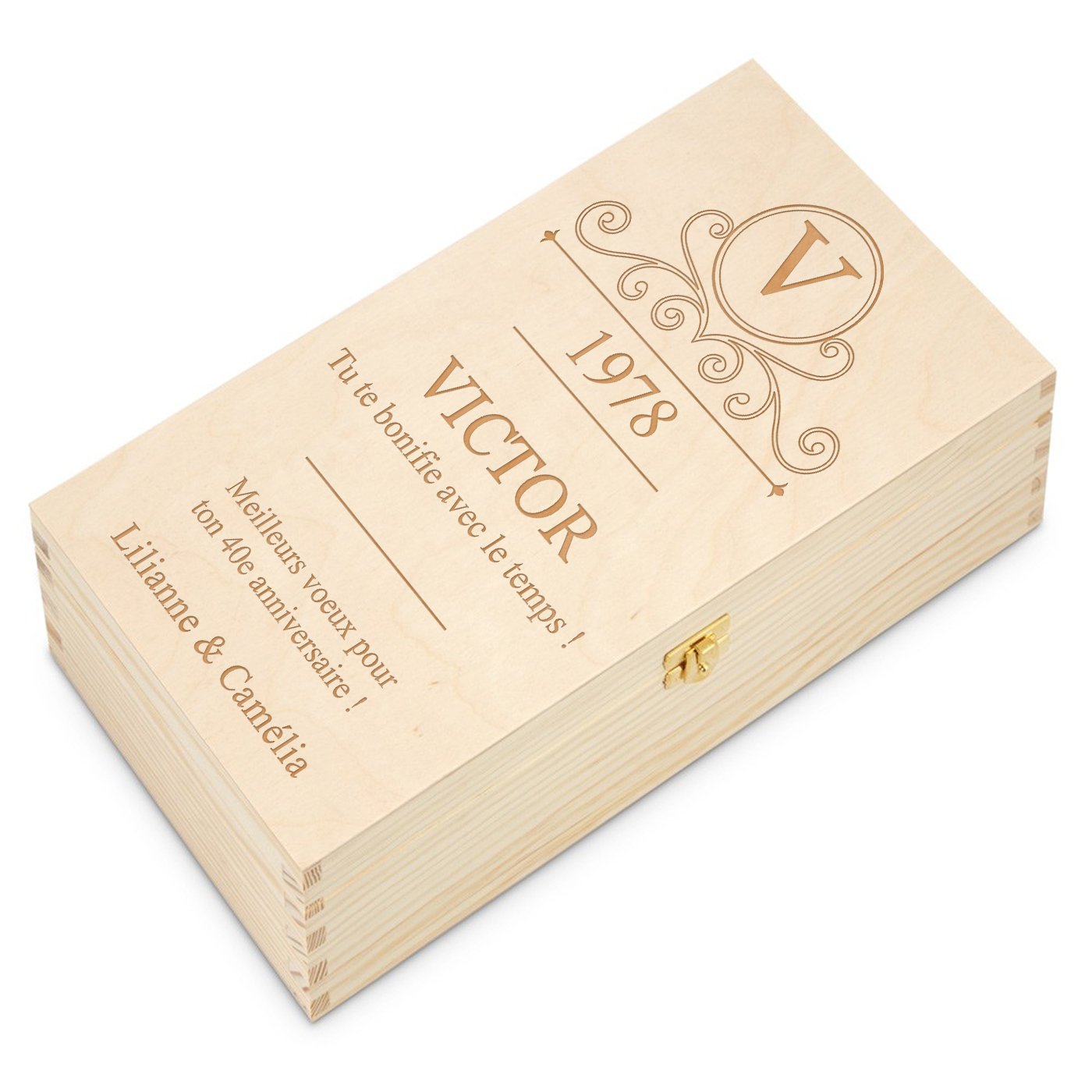 Caja de vino personalizada Murrano para 2 botellas - Regalo de cumpleaños para sus 40 años