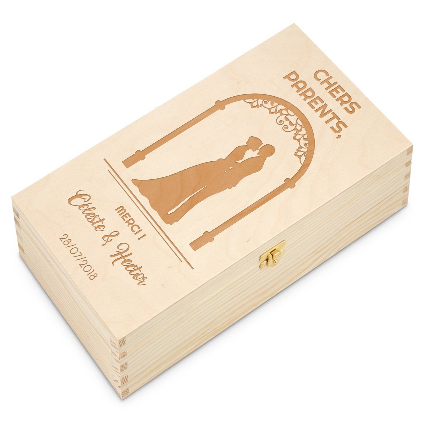 Caja de vino personalizada Murrano para 2 botellas - Regalo de agradecimiento de boda para padres