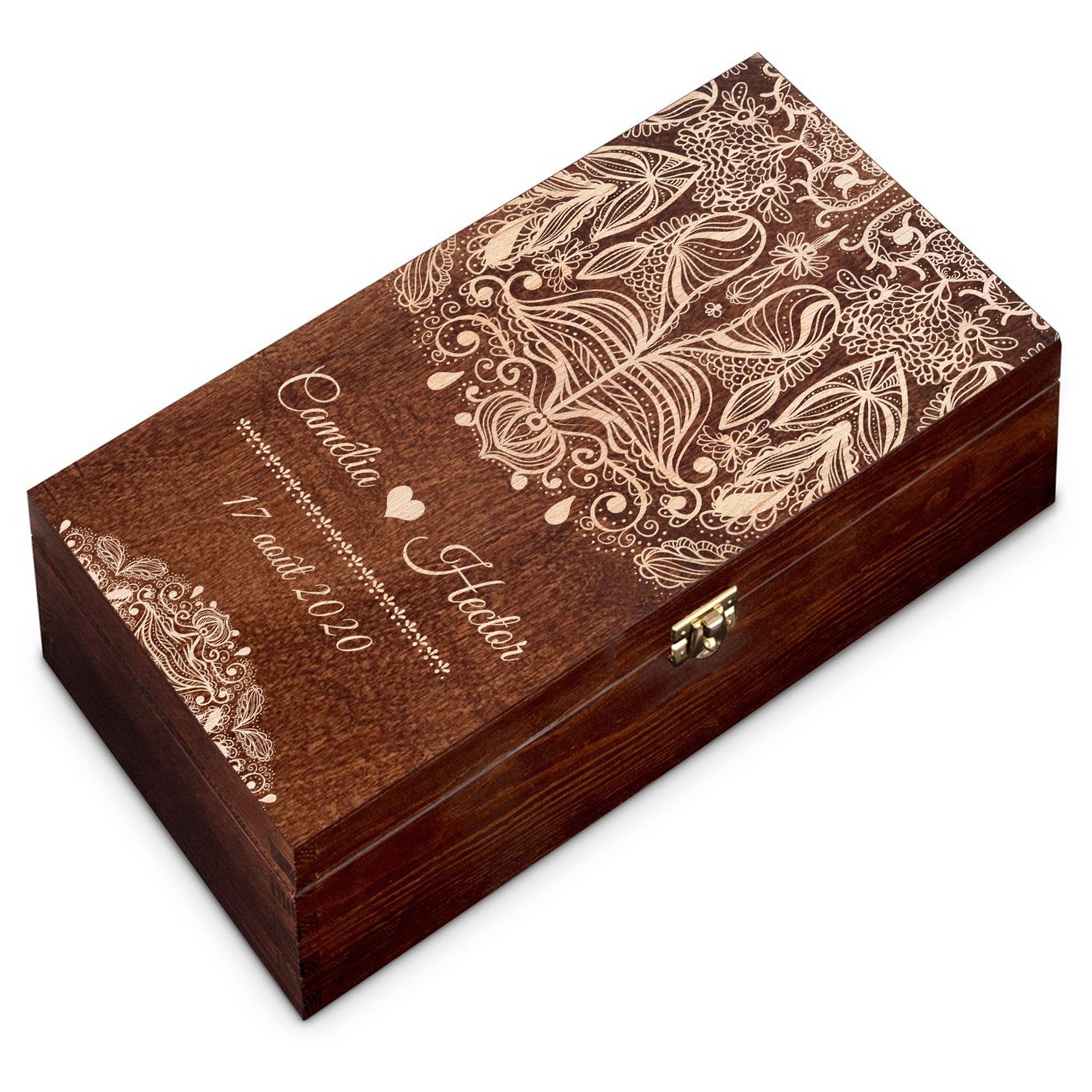 Caja de vino personalizada Murrano para 2 botellas - Novio y Novia