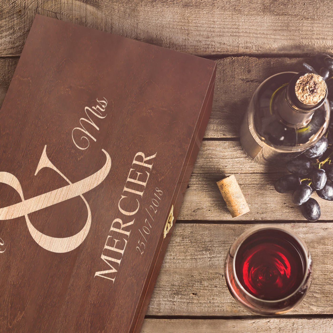 Caja de vino personalizada de Murrano para 2 botellas - Para él y ella por aniversario de boda