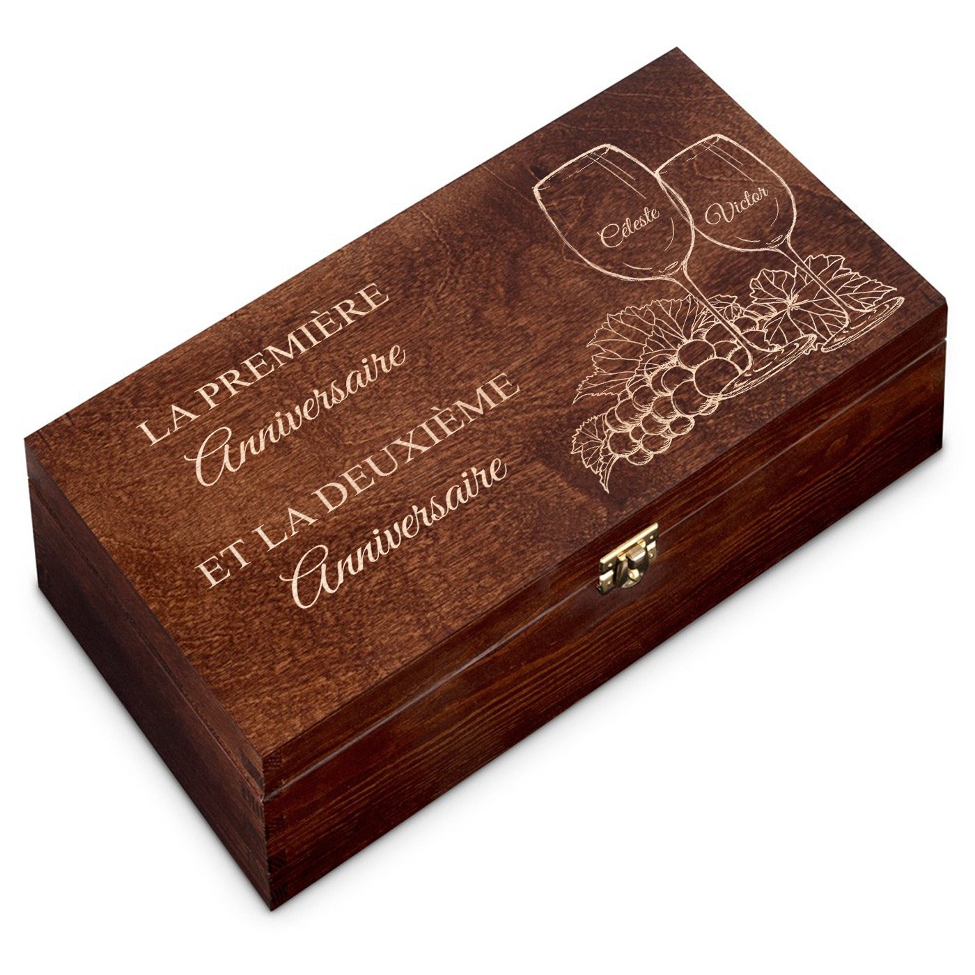 Caja de vino personalizada de Murrano para 2 botellas - Regalo de aniversario para pareja
