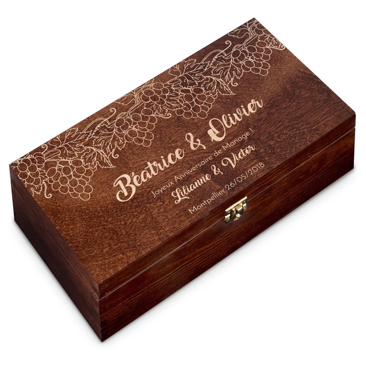 Caja de vino personalizada Murrano para 2 botellas - Regalo de aniversario original