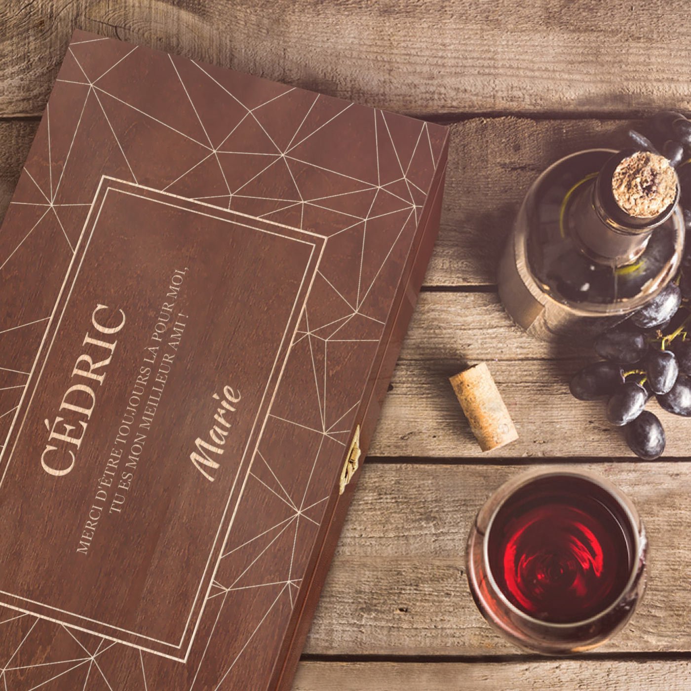 Caja de vino personalizada Murrano para 2 botellas - Regalo de cumpleaños