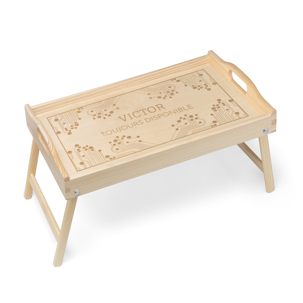 Bandeja de cama de madera natural personalizada con grabado para profesores - Murrano
