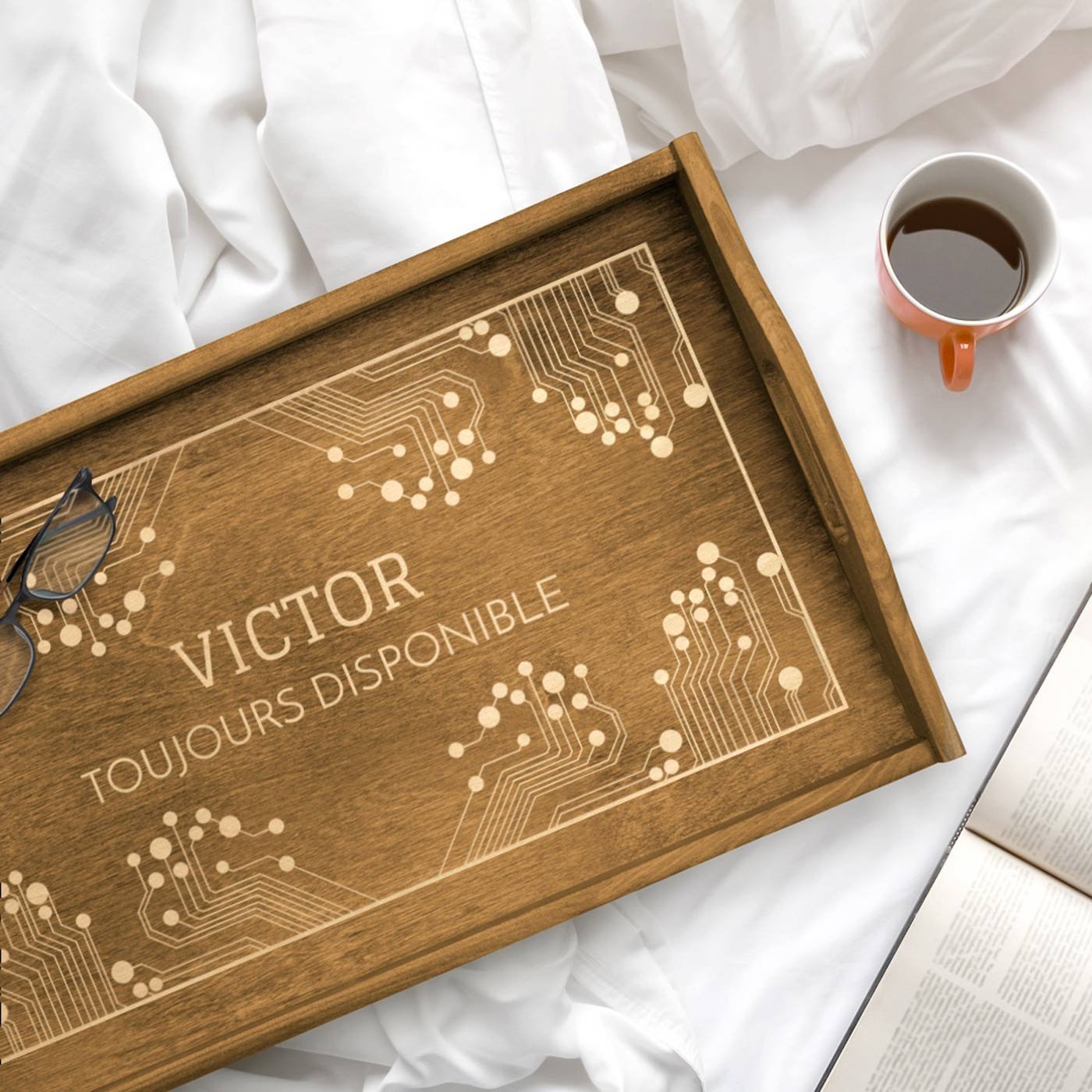 Bandeja de cama plegable con grabado personalizado