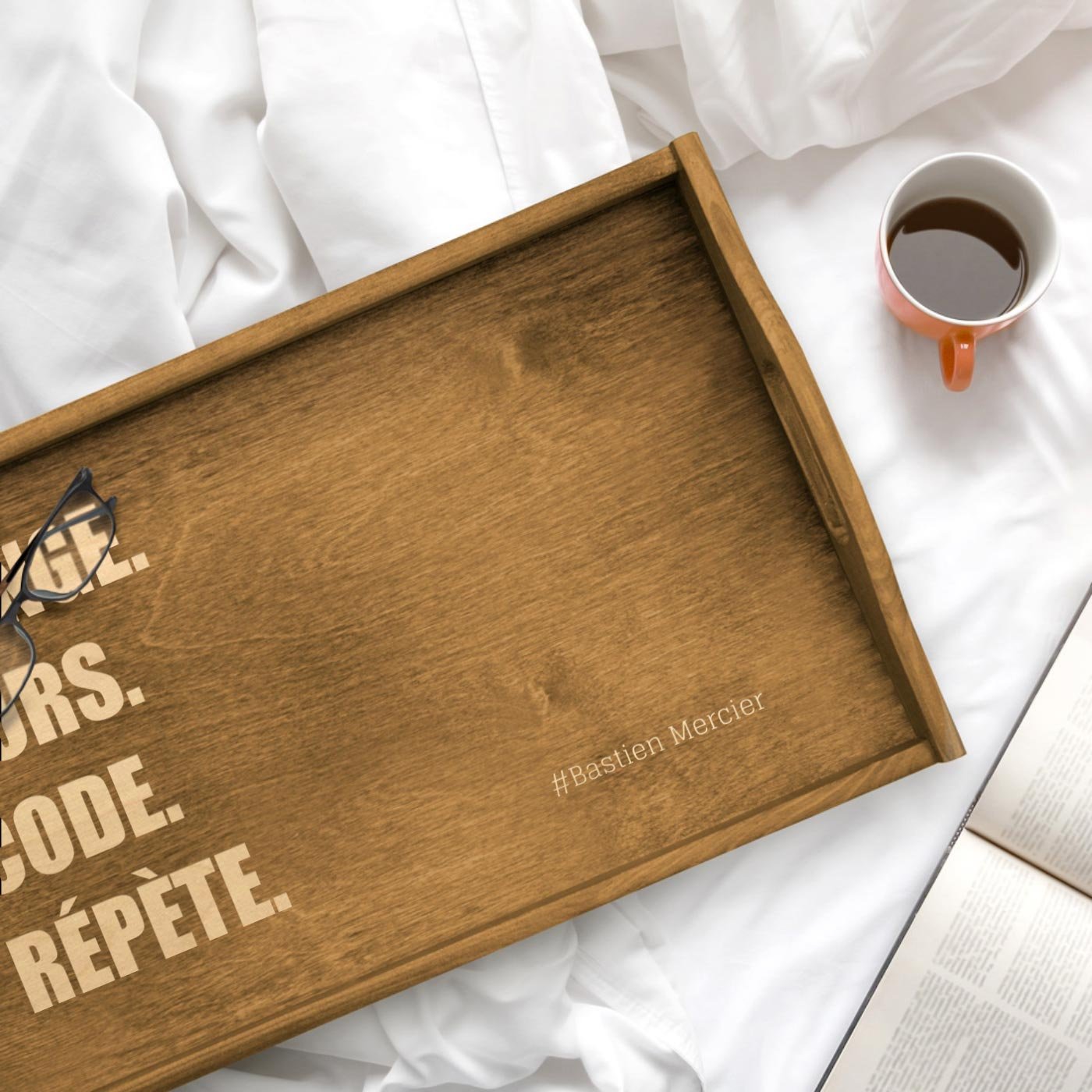 Bandeja de cama plegable Murrano con grabado personalizado