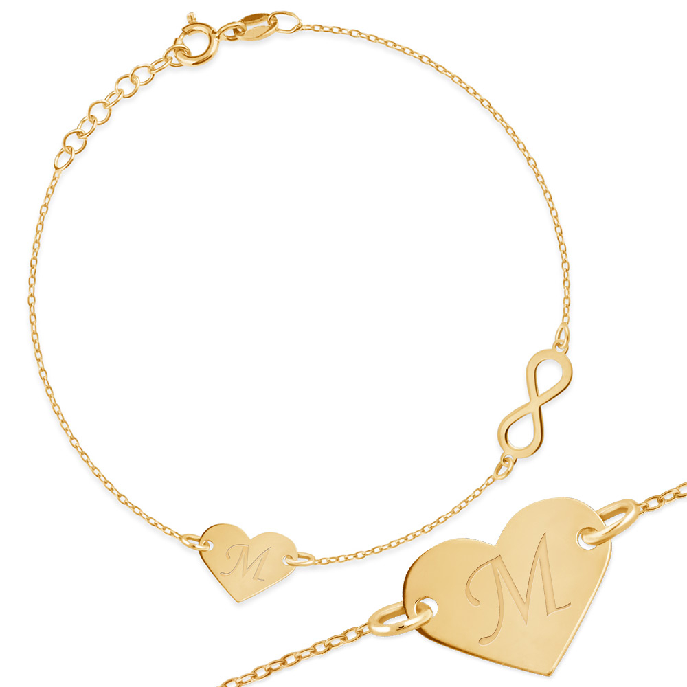 Braccial de oro de 14 quilates con grabado para una amiga