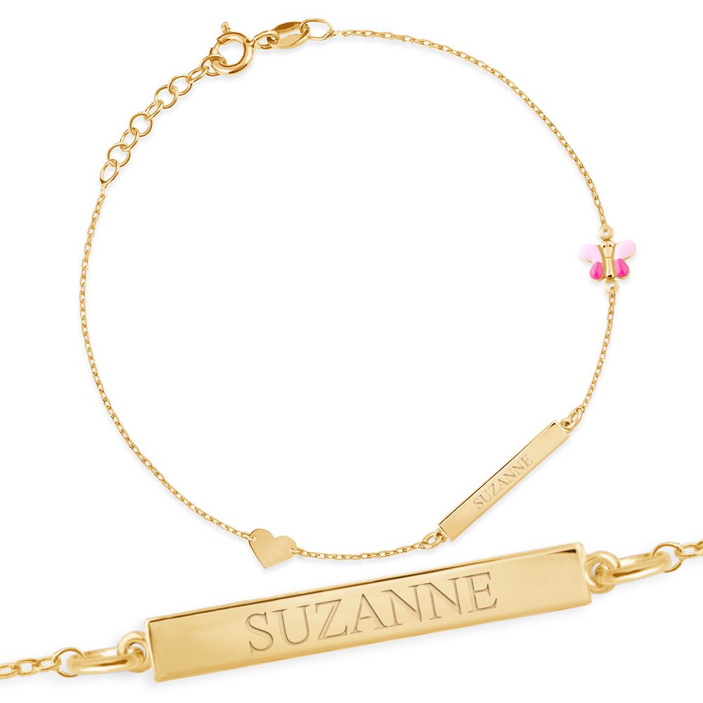 Pulseras de plata de ley 925 (milliésimas) recubierta de oro Murrano con grabado personalizado para nieta