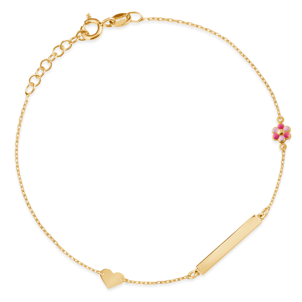 Murrano 925 Silver Plated Gold Bracelet with Engraving for Niece