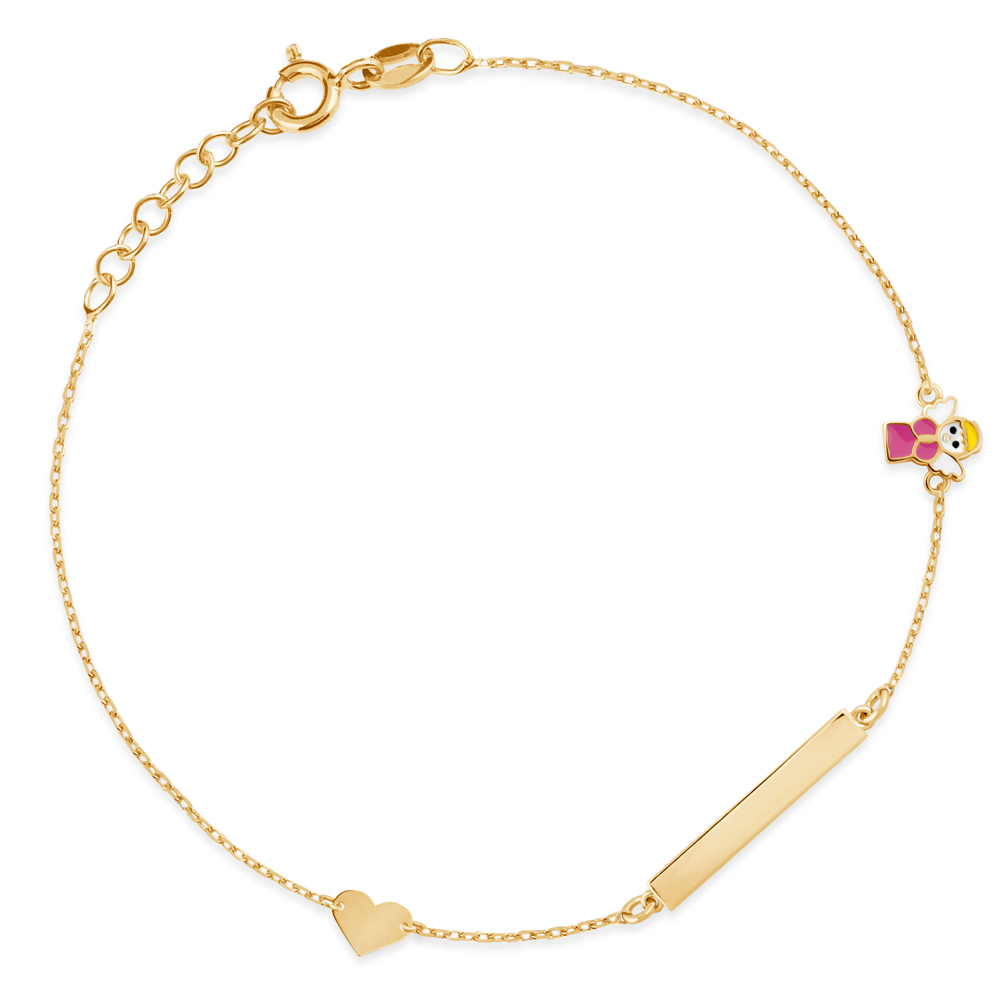 Murrano 925 Sterling Silver Plated Gold Bracelet with Custom Engraving for Goddaughter
