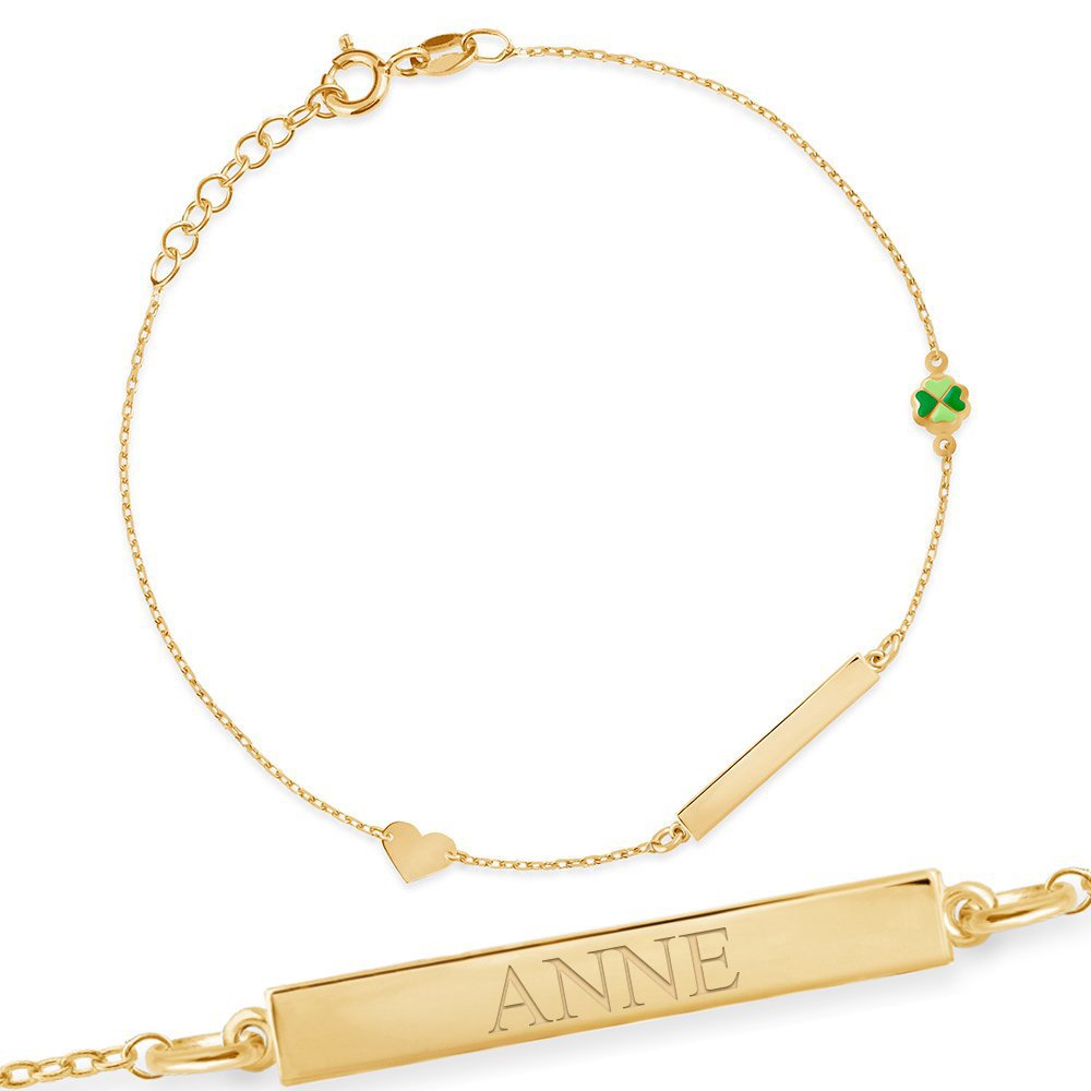 Pulseras de plata de ley con oro chapado y grabado personalizado para bebé Murrano