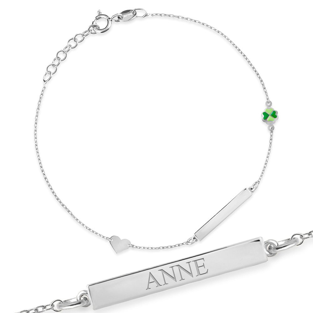 Bracelete de plata sólida 925 personalizado para bebé - Murrano