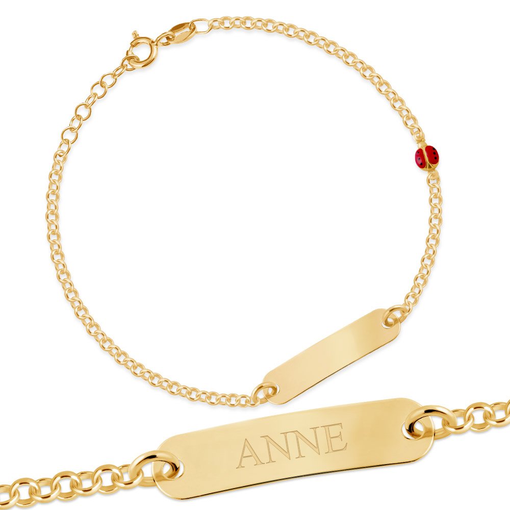 Bracelete de plata de ley 925 dorado con grabado para una niñita