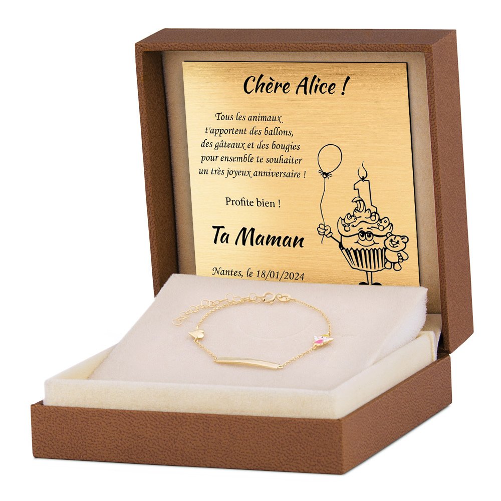 Bracelete de oro personalizado de 8 quilates para nieta