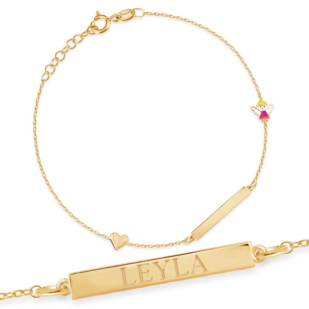 Bracelete de oro personalizado de 8 quilates para nieta