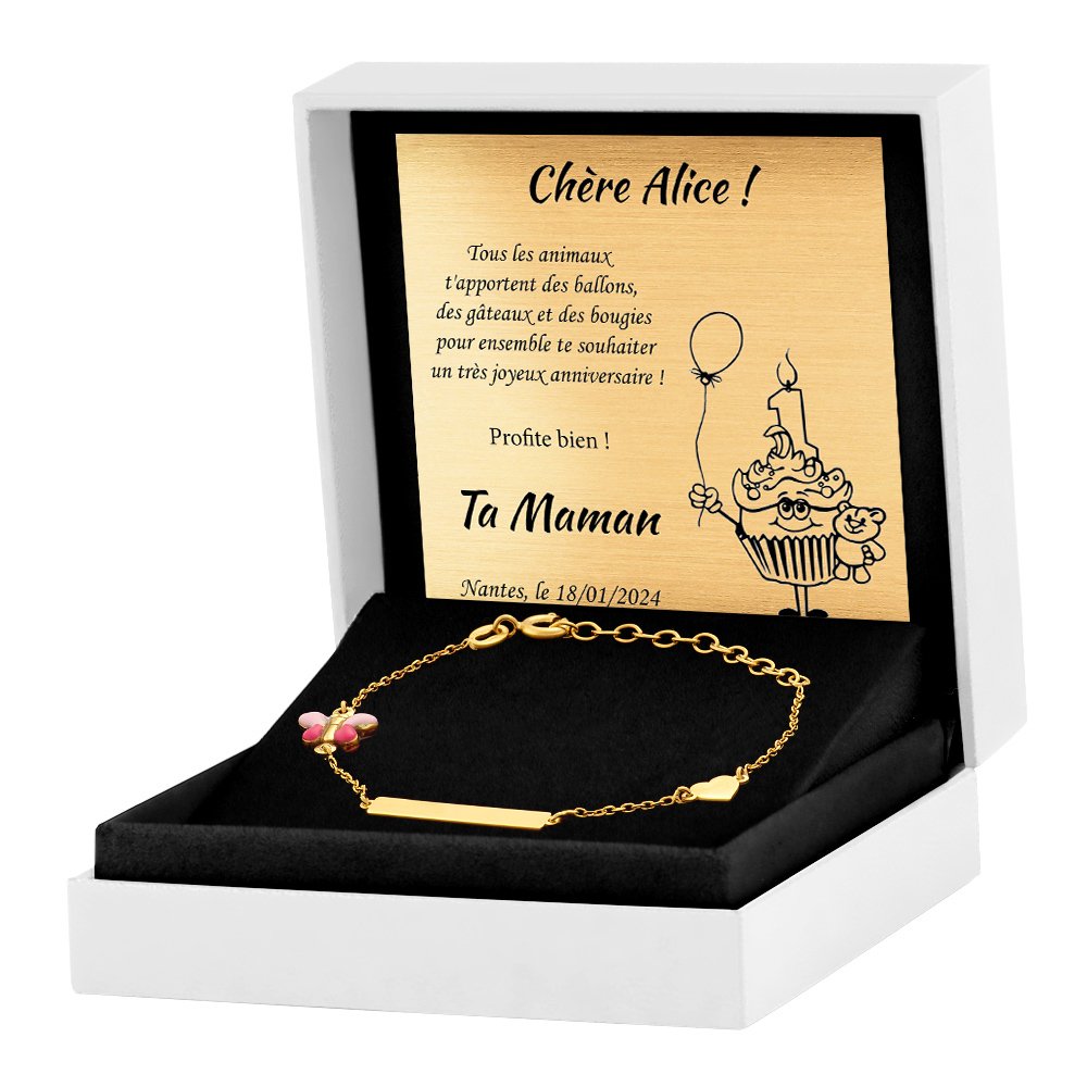 Pulseras de oro de 8 quilates personalizadas Murrano para una niña