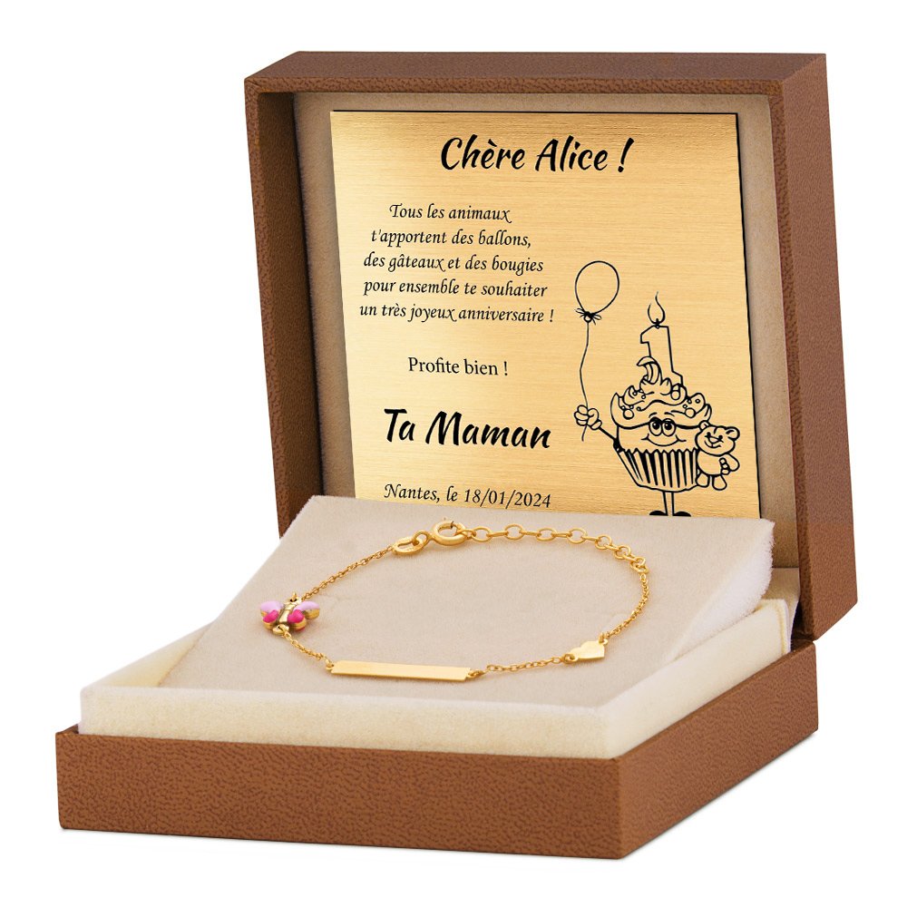 Pulseras de oro de 8 quilates personalizadas Murrano para una niña