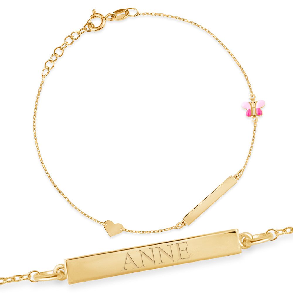 Pulseras de oro de 8 quilates personalizadas Murrano para una niña