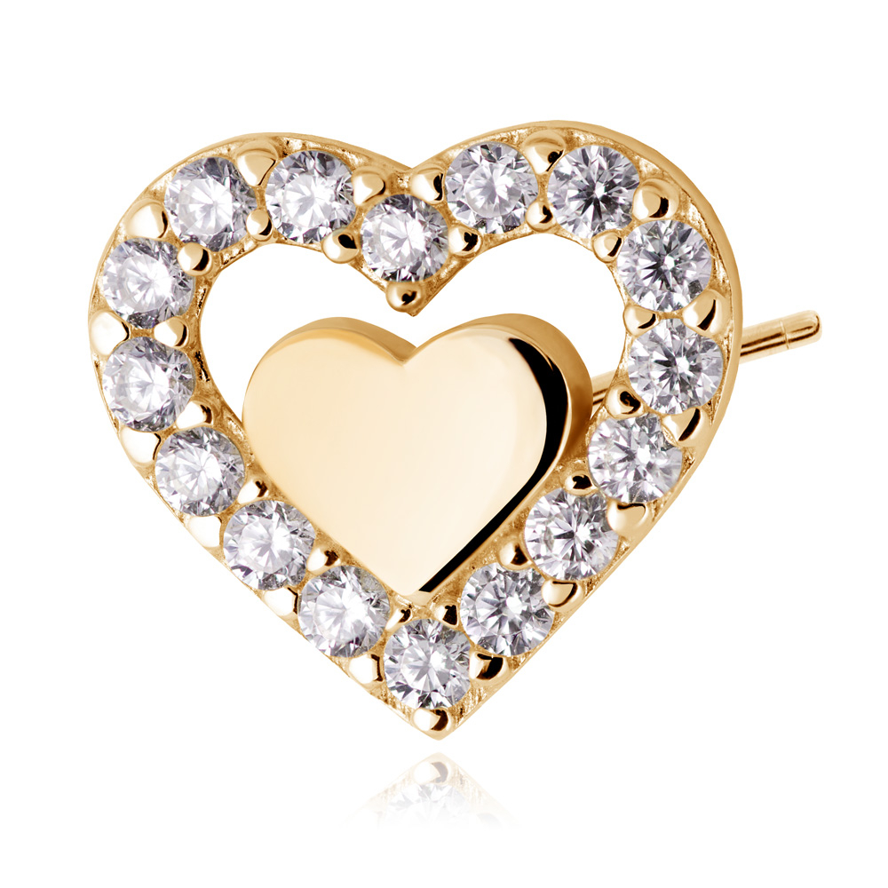 Aretes de corazón de oro de 14 quilates con caja personalizada - Regalo de compromiso