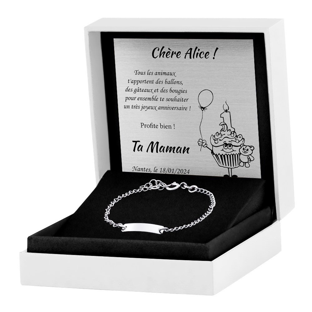 Pulserá de plata de Murrano con grabado para un niño pequeño