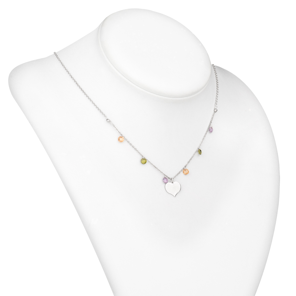 Murrano Silver Heart Necklace with Engraving