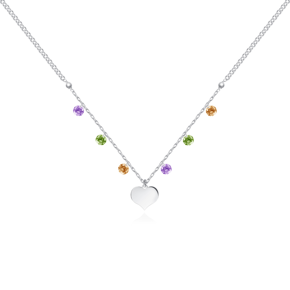 Murrano Silver Heart Necklace with Engraving