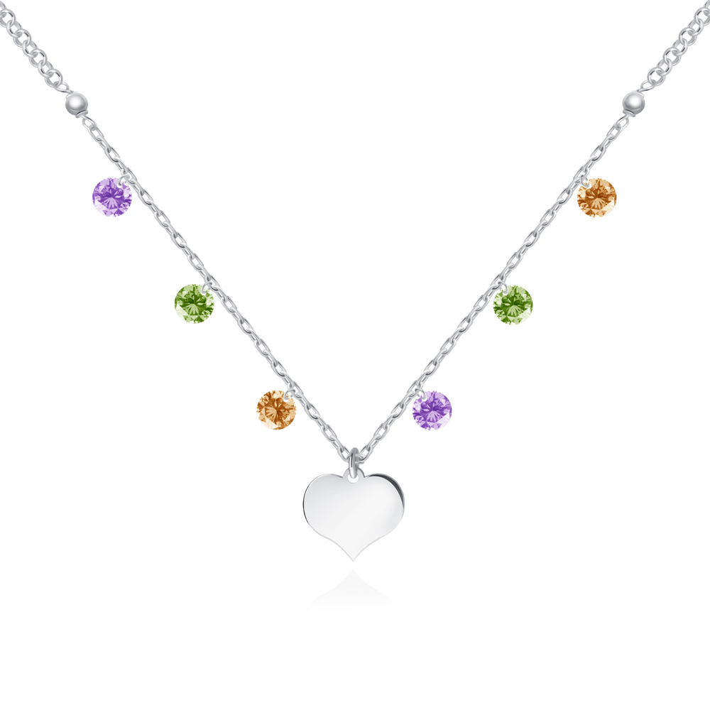 Collar de plata Murrano con grabado en forma de corazón