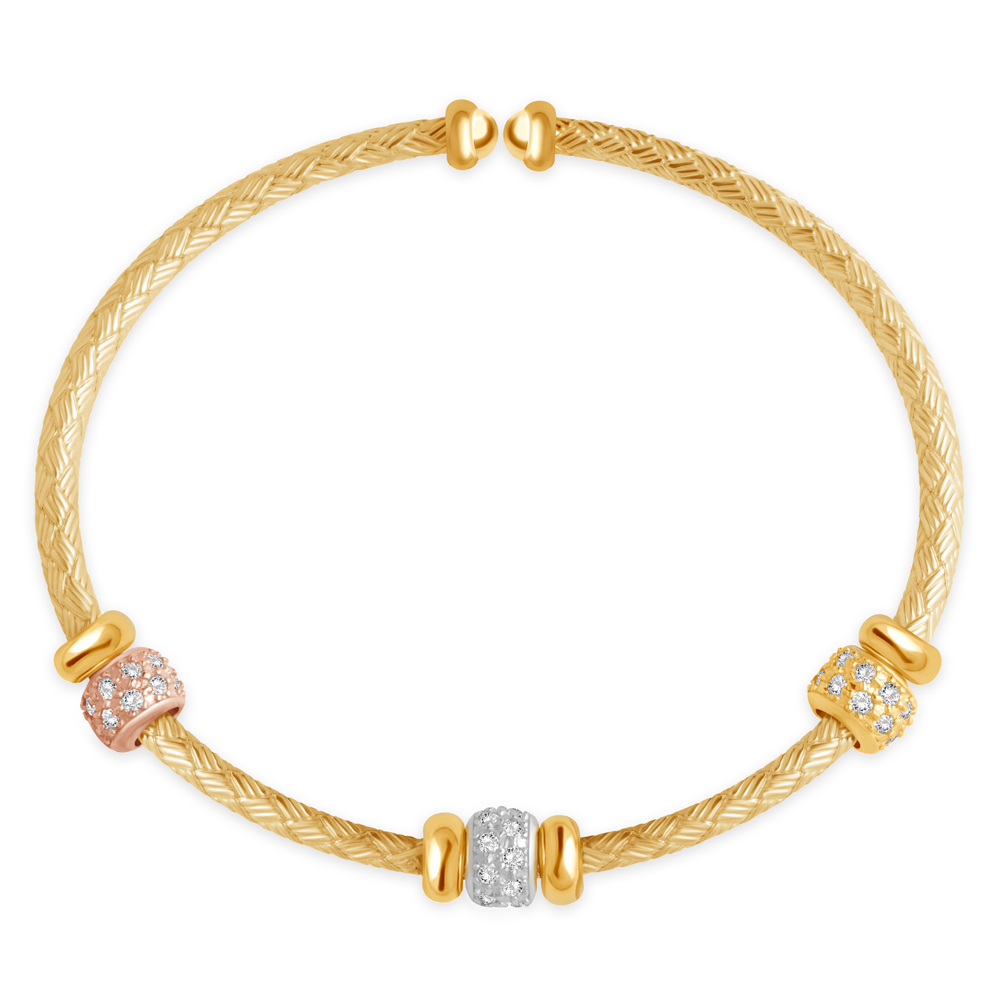 Pulseras de oro platado de plata esterlina Murrano medio abiertas personalizadas para mamá