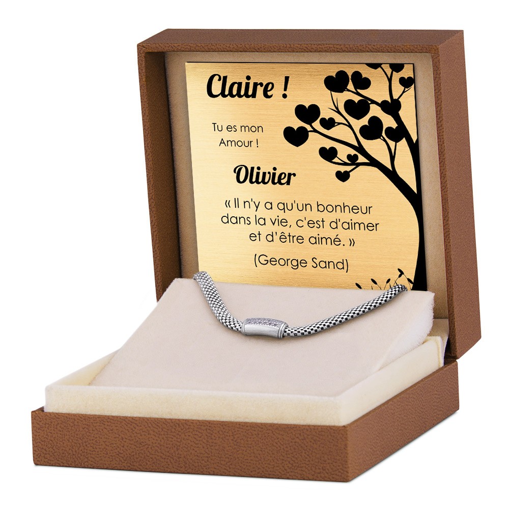 Collar de plata de Murrano con grabado para una novia
