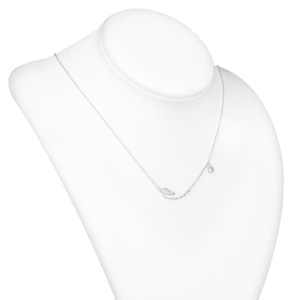 Collar de plata esterlina 925 Murrano grabado con diseño de alas de ángel para la abuela