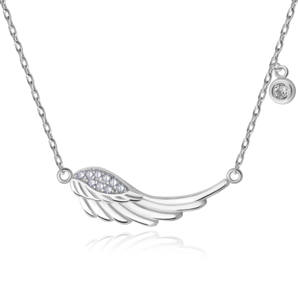 Collar de plata esterlina 925 Murrano grabado con diseño de alas de ángel para la abuela