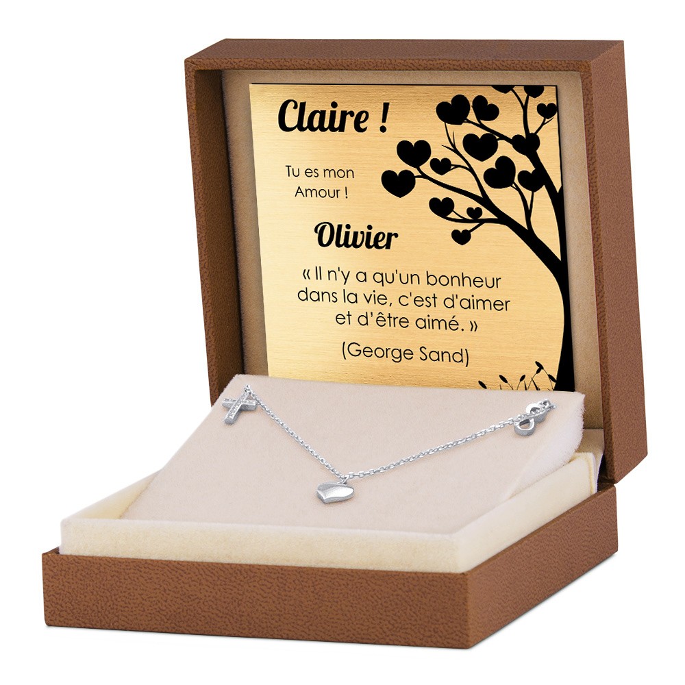 Collar de plata de ley Murrano con colgantes de cristal y estuche personalizado
