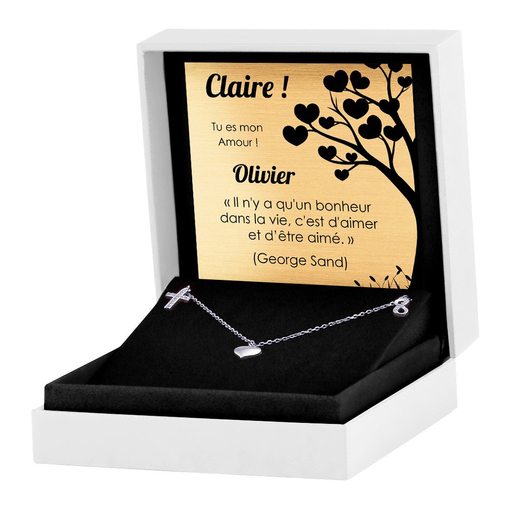Collar de plata de ley Murrano con colgantes de cristal y estuche personalizado