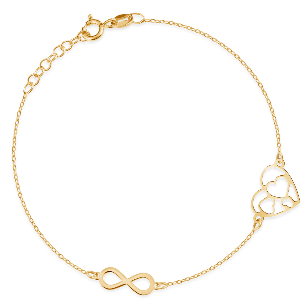 Pulseras de plata de ley 925 con platino, diseño infinito y corazón para amiga