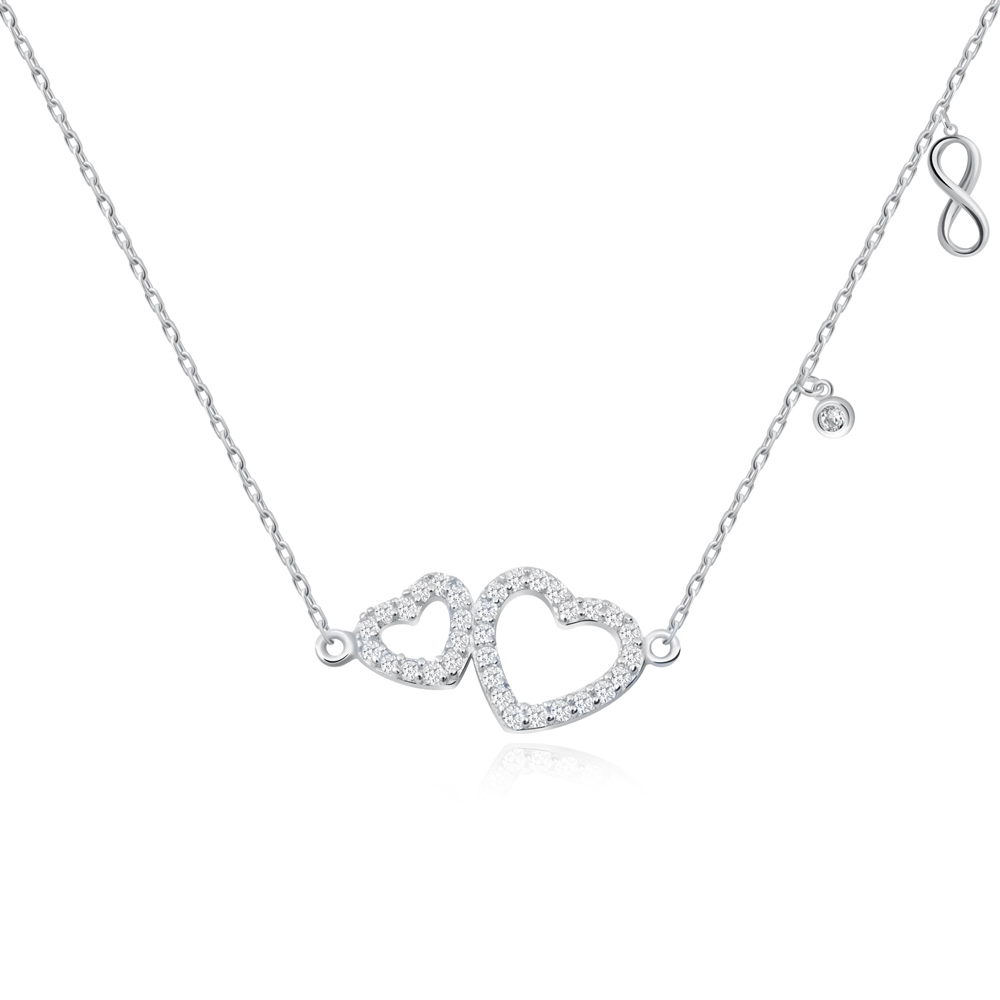 Collar de plata de Murrano con corazones y cristales