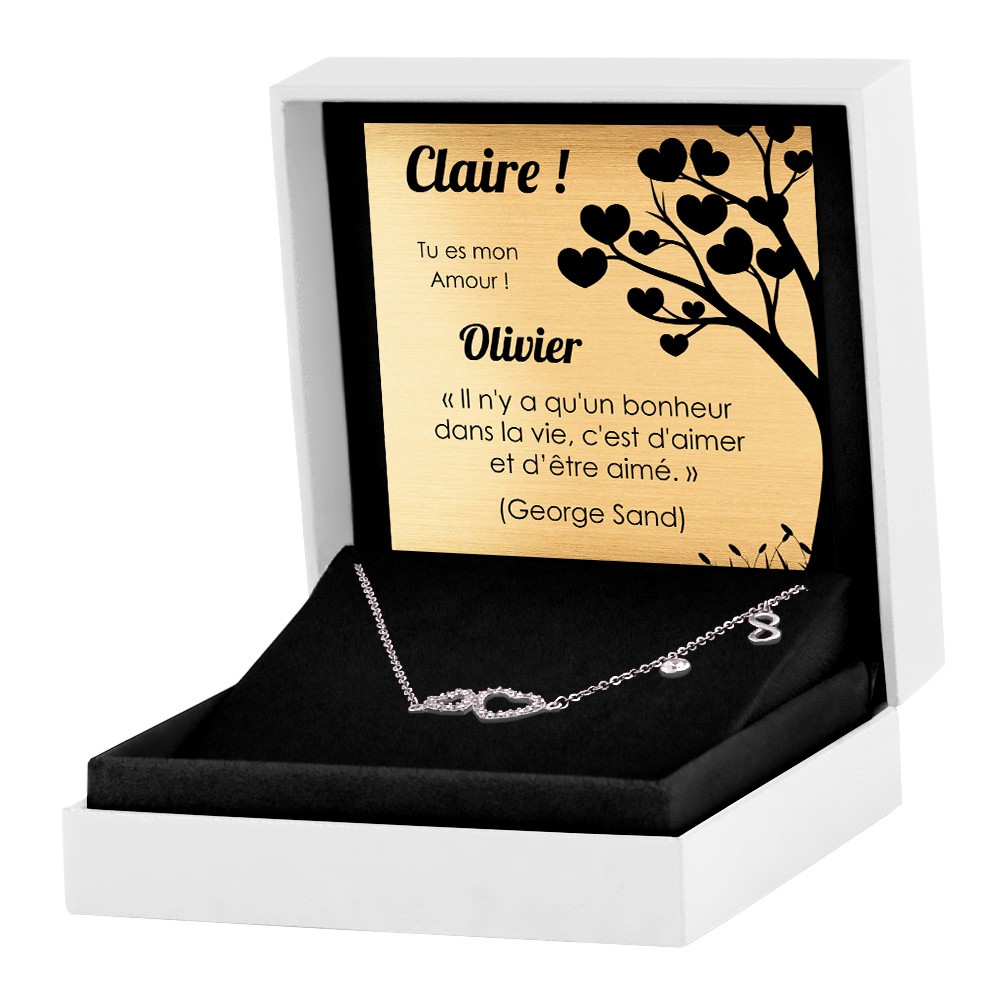 Collar de plata de Murrano con corazones y cristales