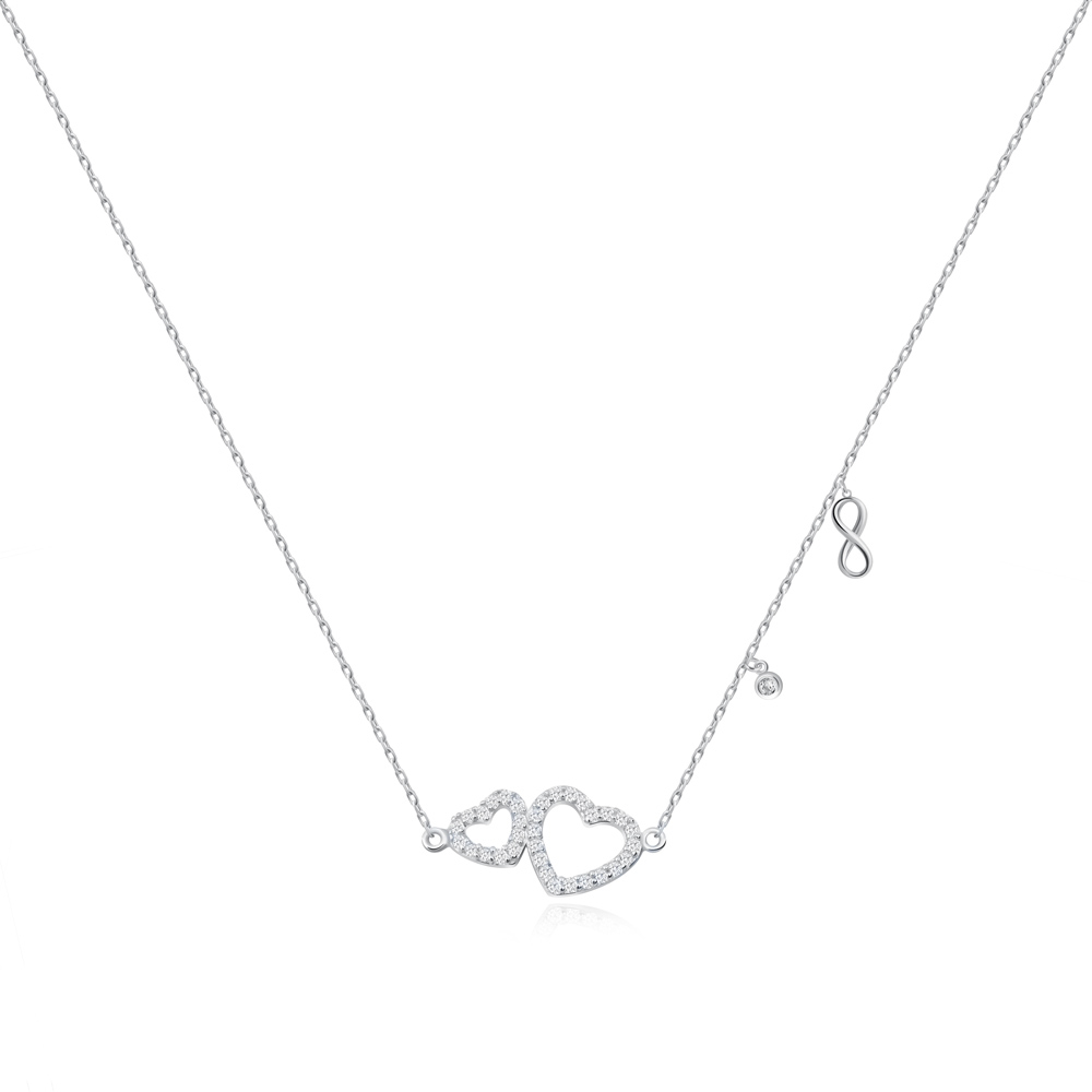 Collar de plata de Murrano con corazones y cristales