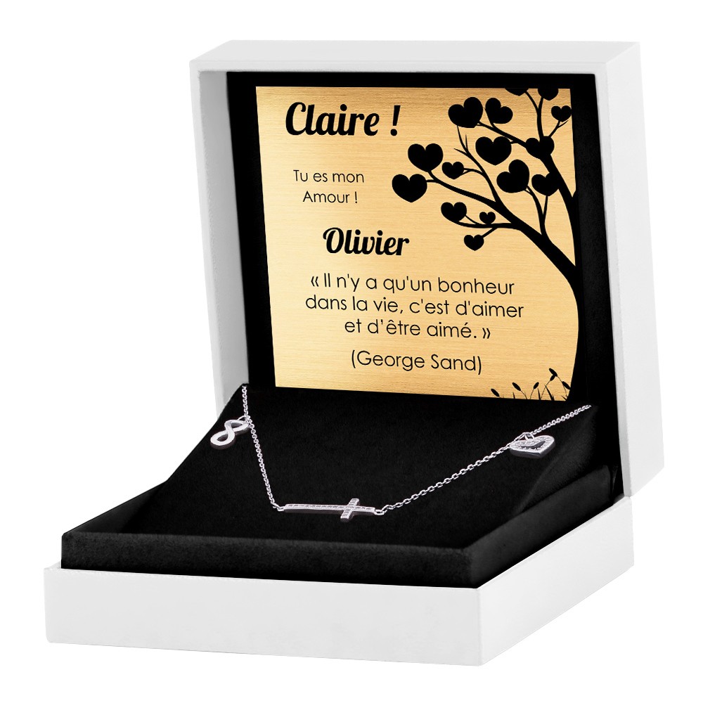 Collar de plata de Murrano con grabado para madrina