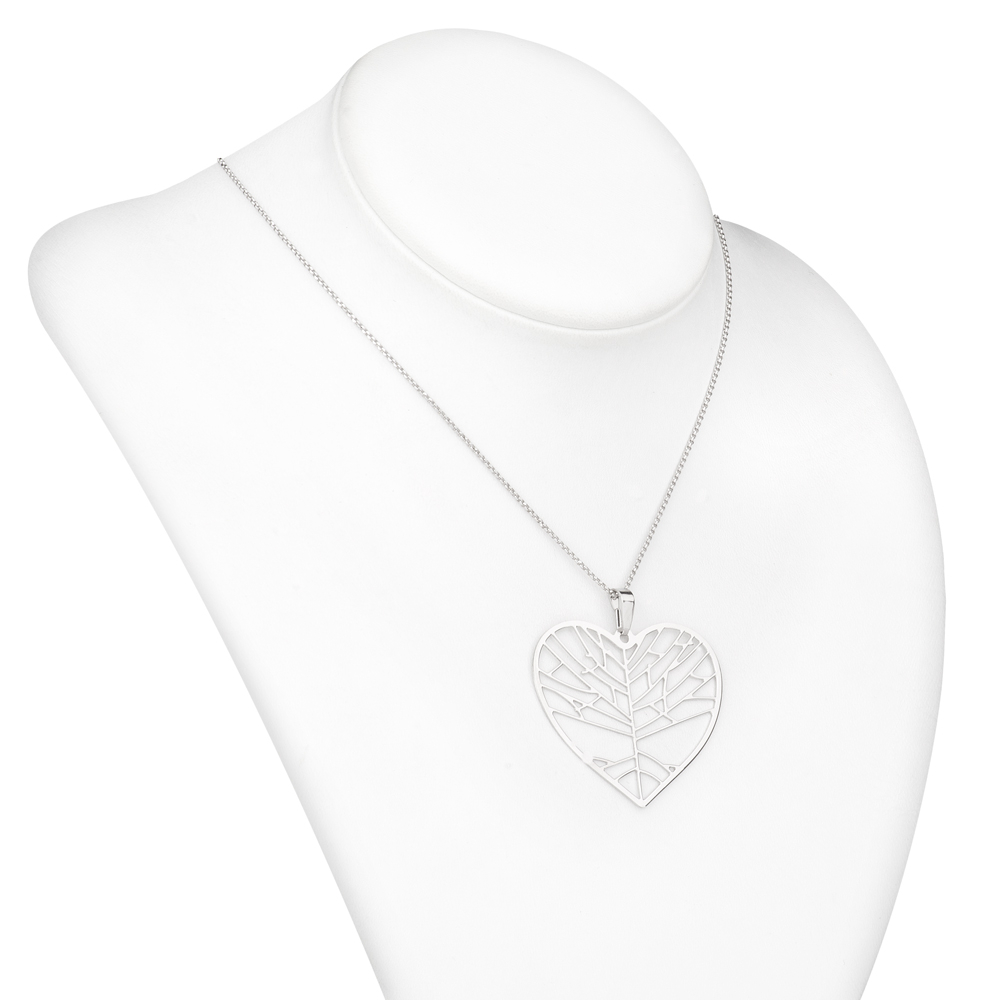 Collar de corazón de plata de ley Murrano con grabado