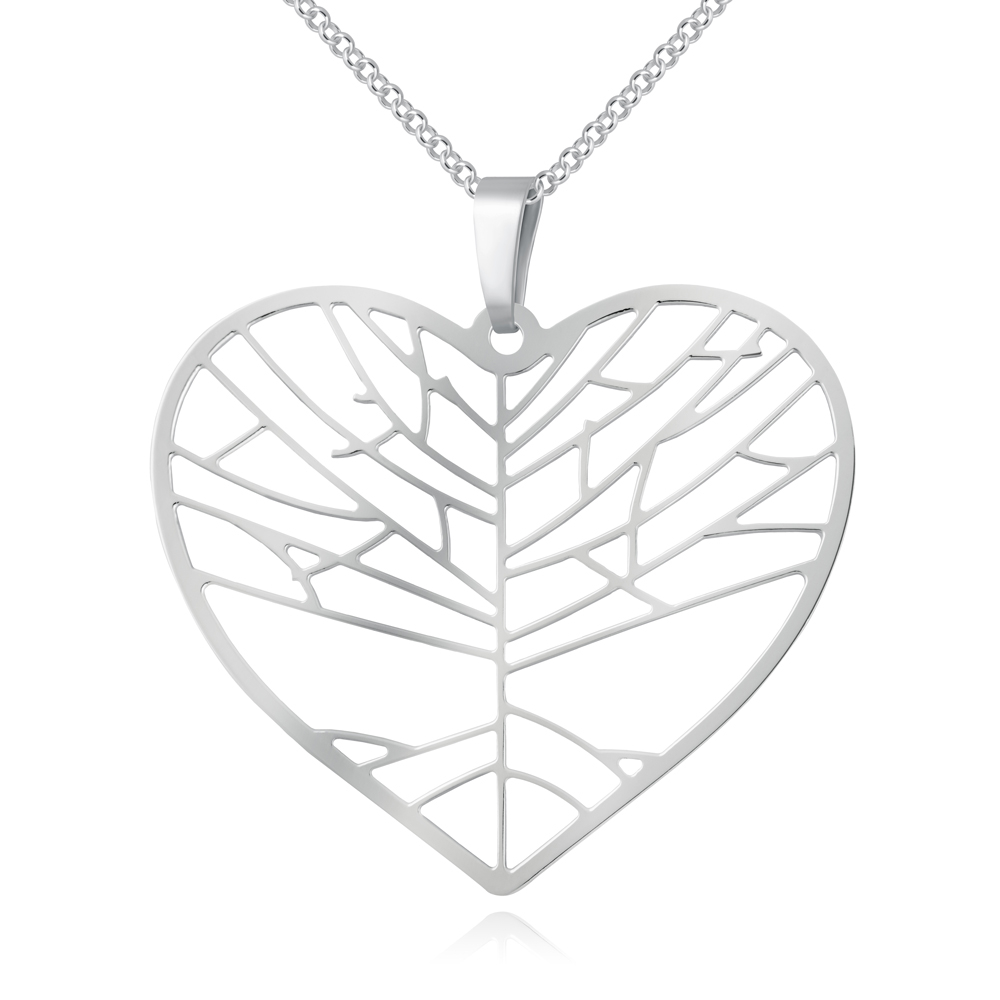 Collar de corazón de plata de ley Murrano con grabado