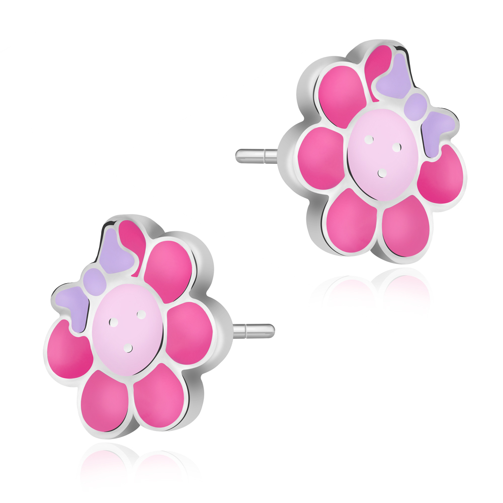 Aretes de plata sólida 925 Murrano para niña pequeña