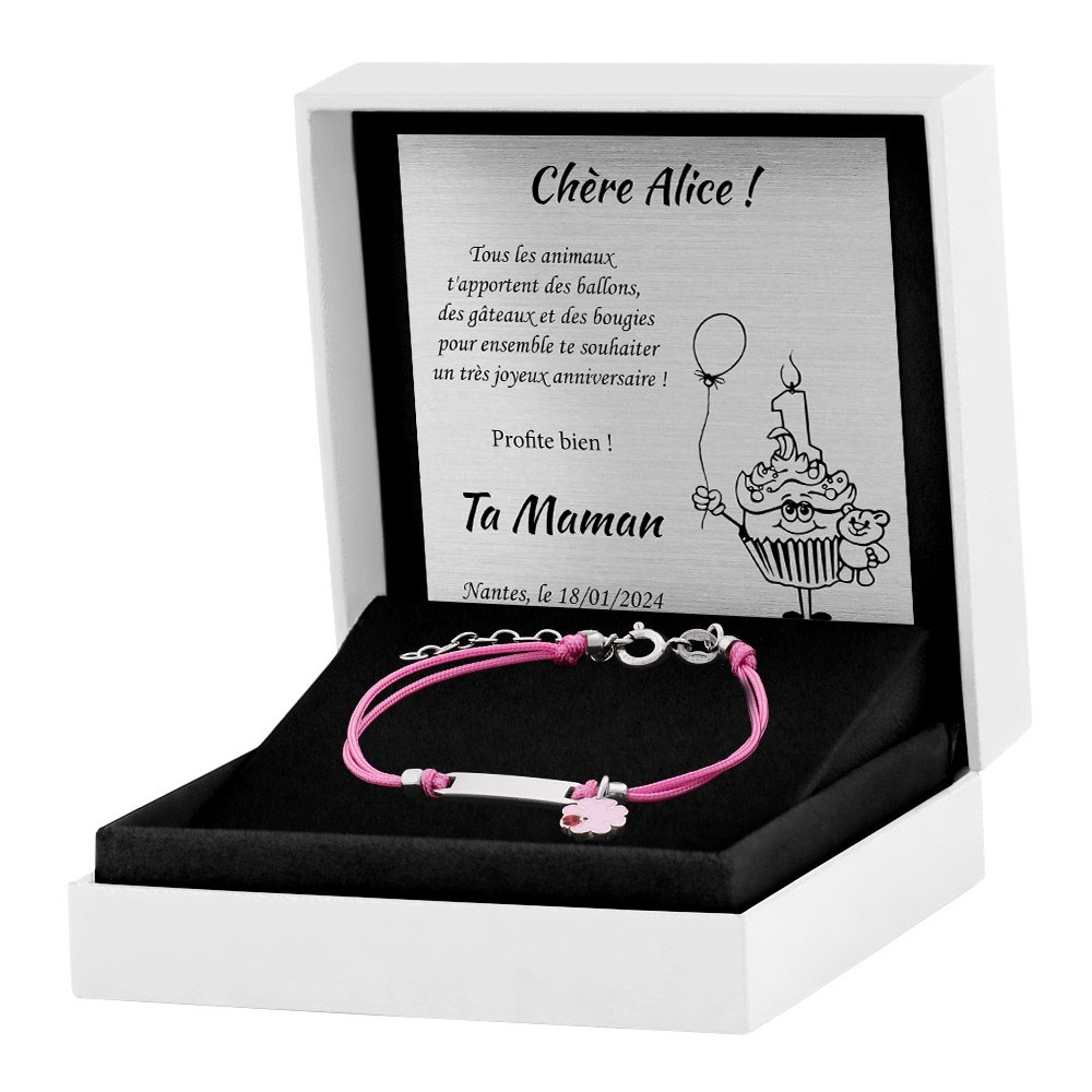 Pulseras de cuerda de plata 925 Murrano grabadas para niña