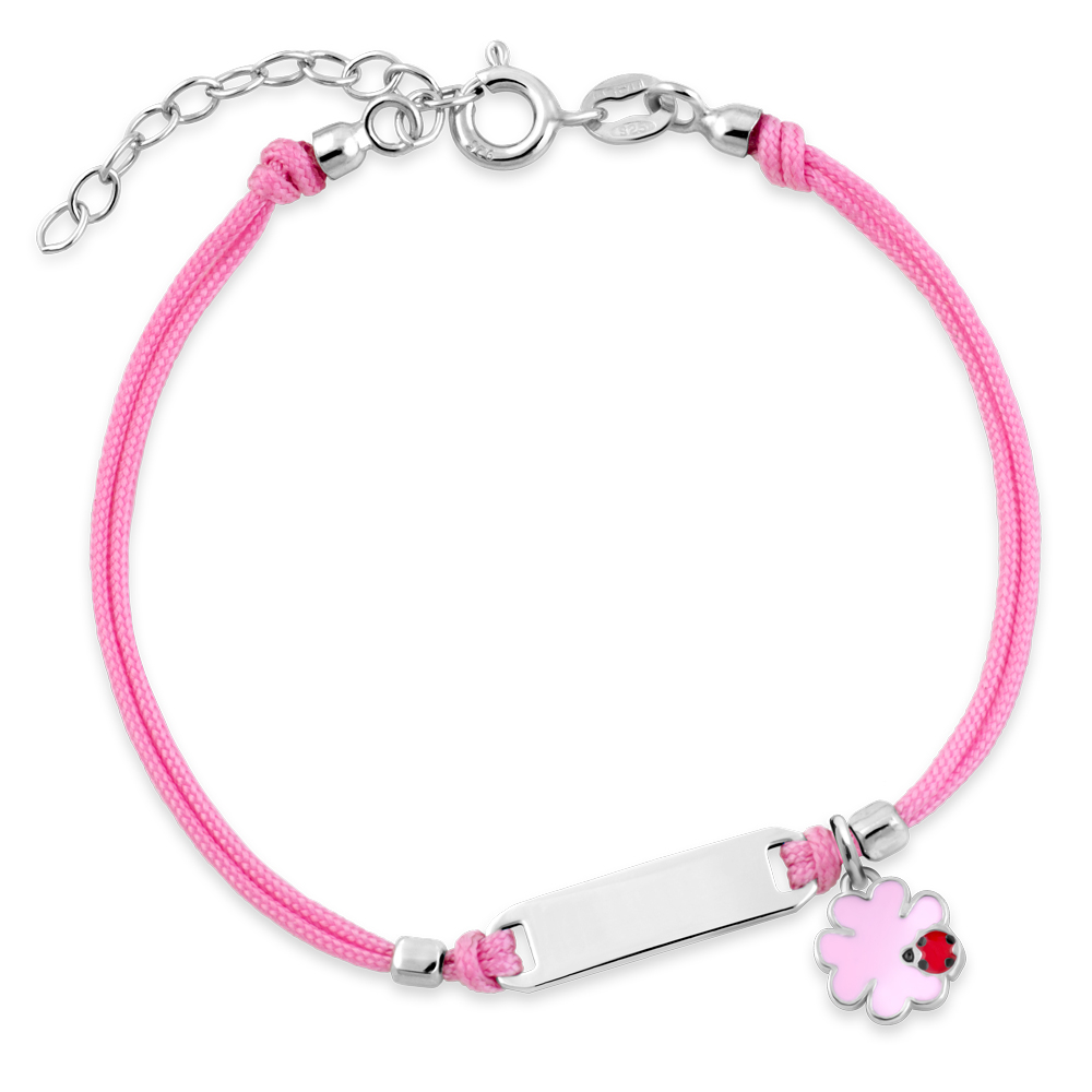 Pulseras de cuerda de plata 925 Murrano grabadas para niña